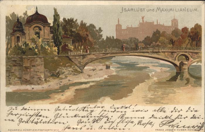 Muenchen Partie an der Isar Brücke Maximilianeum