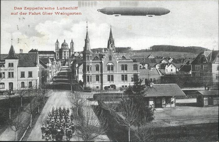 Weingarten Wuerttemberg Zeppelin Luftschiff Fahrt über Weingart