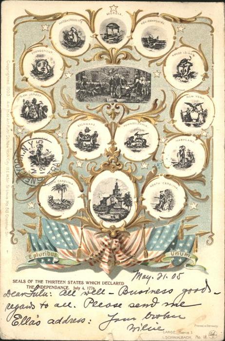 Newark New Jersey Seals of the thirteen States which declared the Independance J