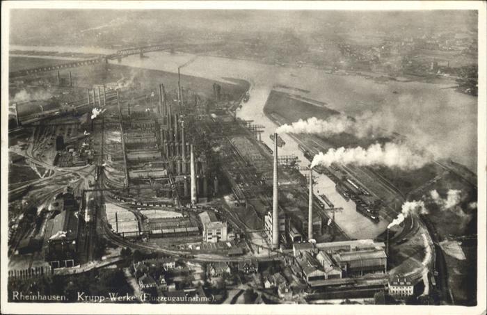 Rheinhausen Duisburg Krupp-Werke Fliegeraufnahme Rhein Bruecke