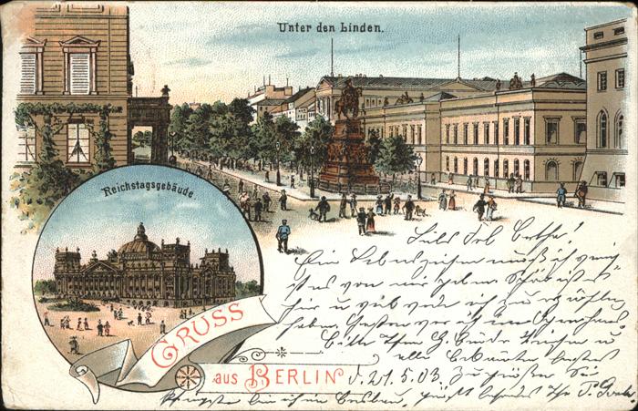 Berlin Reichstagsgebäude Unter den Linden Denk