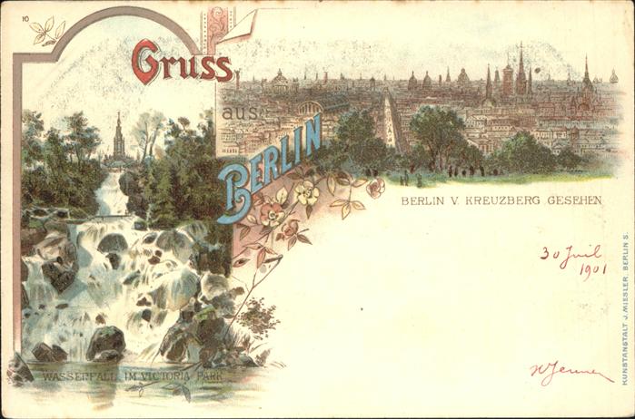 Berlin Panorama Blick von Kreuzberg Wasserfall