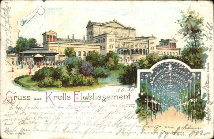 BERLIN  CITY Krolls Etablissement Wandelhalle