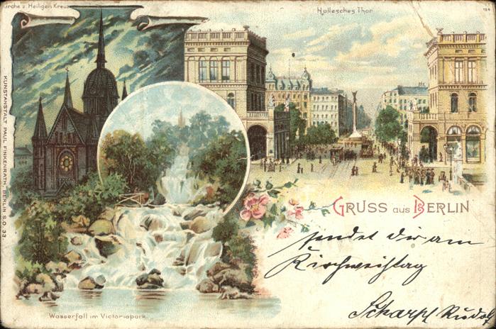 Berlin Wasserfall im Victoria Park Kirche zum