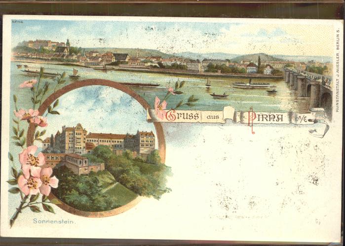 Pirna Elbe Sachsen Panorama Elbe Bruecke Schloss Sonnenstein