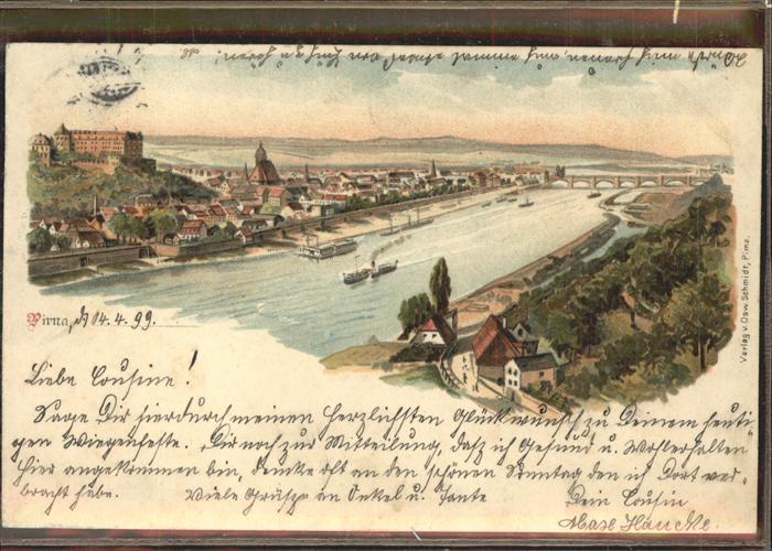 Pirna Elbe Sachsen Panorama Elbe Bruecke Schloss Sonnenstein