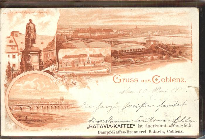Coblenz Koblenz Denkmal August von Goeben Koenigliches Schloss Mosel Bruecke