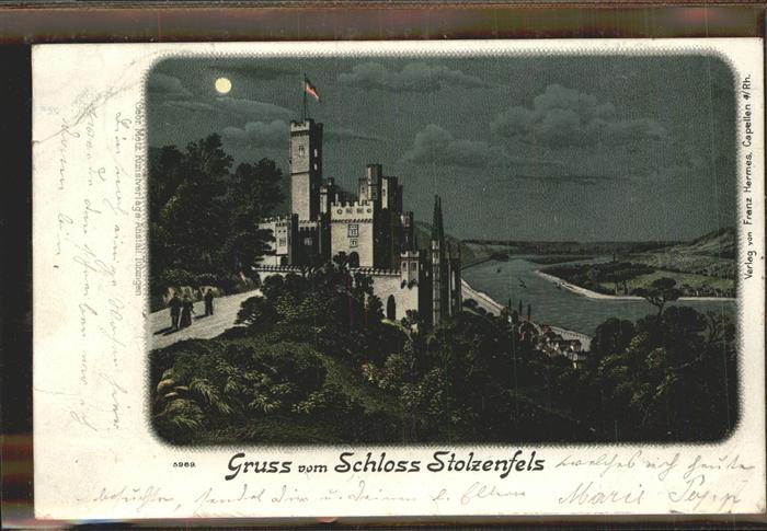 Stolzenfels Schloss im Mondschein