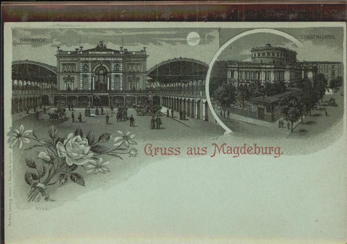 Magdeburg Bahnhof im Mondschein Stadttheater