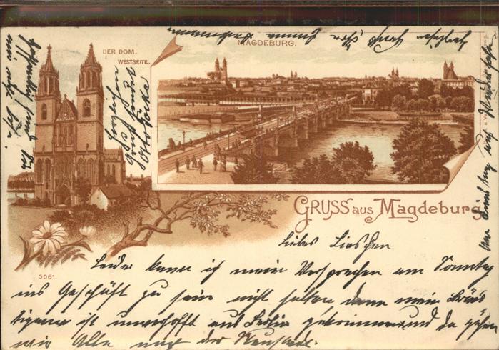 Magdeburg Teilansicht Elbe Brücke Dom