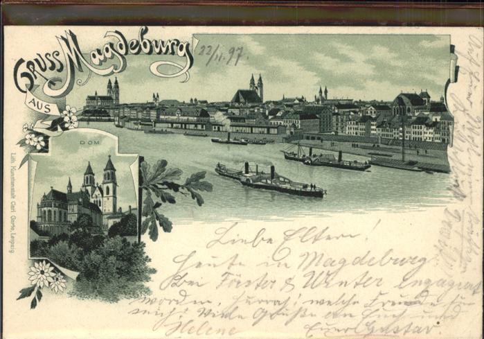 Magdeburg Teilansicht Elbe Dom
