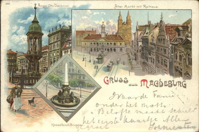 MAGDEBURG  CITY Alter Markt Rathaus Kaiser Otto Denkmal Hasselbachbrunnen