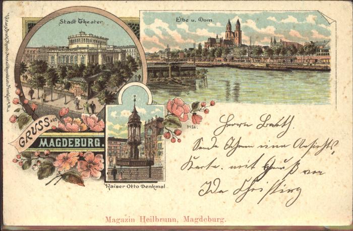 Magdeburg Stadttheater Kaiser Otto Denkmal Elbe D