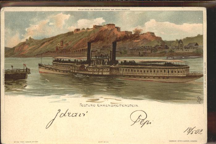 Coblenz Koblenz Festung Ehrenbreitstein Rhein Dampfer
