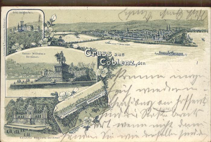 Coblenz Koblenz Panorama Schloss Stolzenfels Denkmal Ka