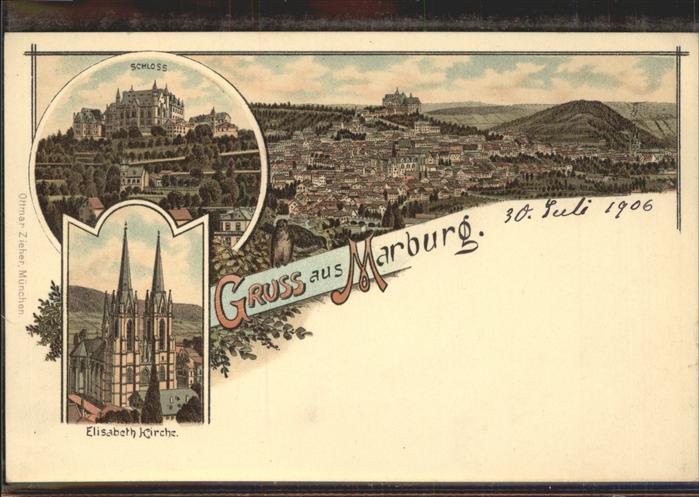 Marburg Lahn Panorama Schloss Elisabeth Kirche