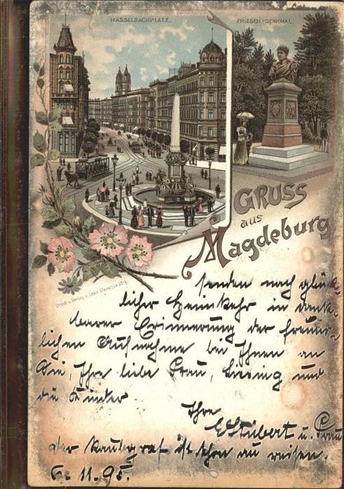 Magdeburg Hasselbach Platz Brunnen Friesen Denkma