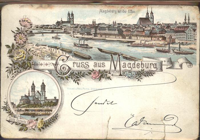 Magdeburg Panorama Elbe Dampfer Kirche Dom