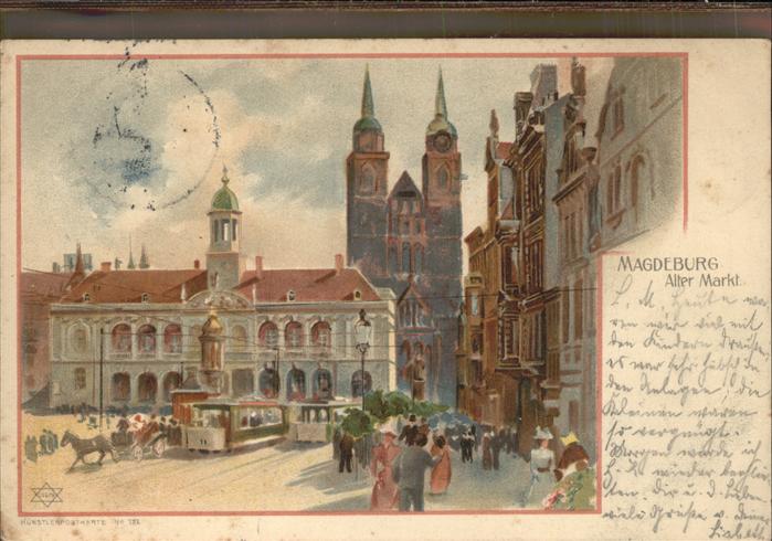 Magdeburg Alter Markt Denkmal Dom Künstlerkarte