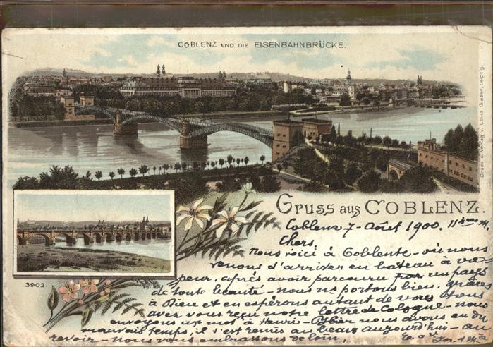 Coblenz Koblenz Panorama Eisenbahnbrücke Rhein Mosel Br