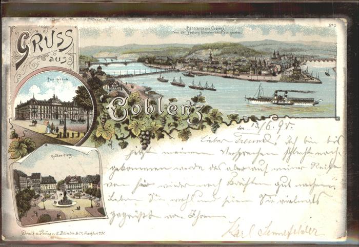 Koblenz Rhein Panorama Goebenplatz Postgebäude