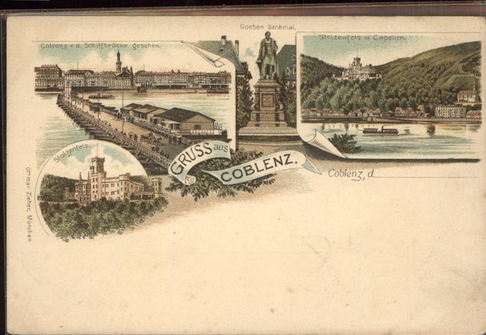 Koblenz Rhein Stolzenfels und Capellen Goeben Denkmal