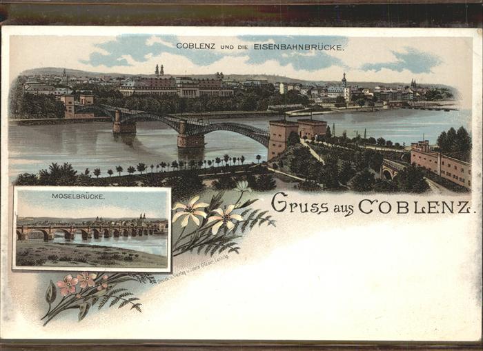Koblenz Rhein Moselbrücke und Eisenbahnbrücke