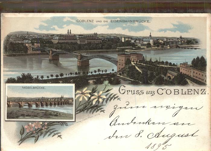 Koblenz Rhein Eisenbahbrücke und Moselbrücke