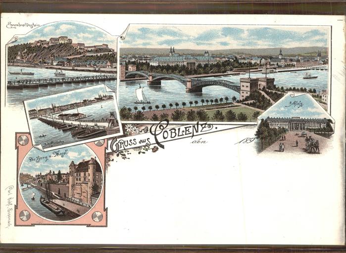 Koblenz Rhein Ehrenbreitstein Moselbrücke Burg und Mo