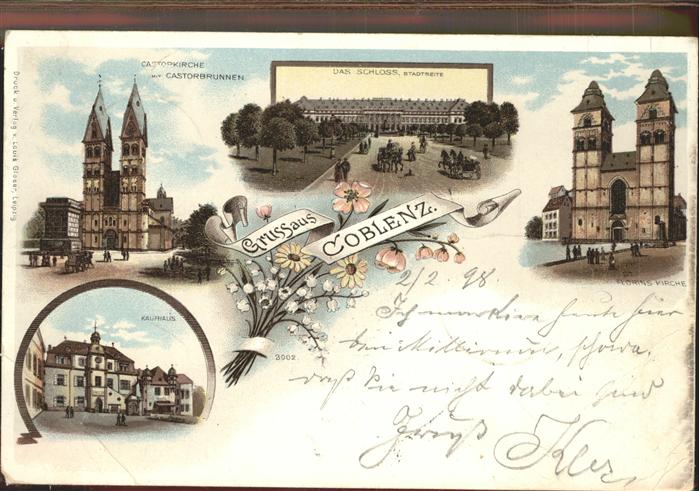 Koblenz Rhein Castorkirche und Brunnen Schloss St Florinskirche