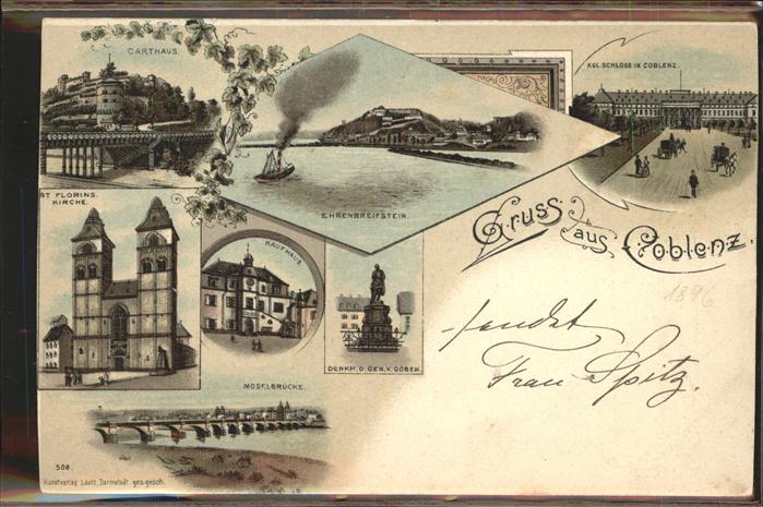 Koblenz Rhein St Florinskirche Ehrenbreitstein Schloss Moselbruecke