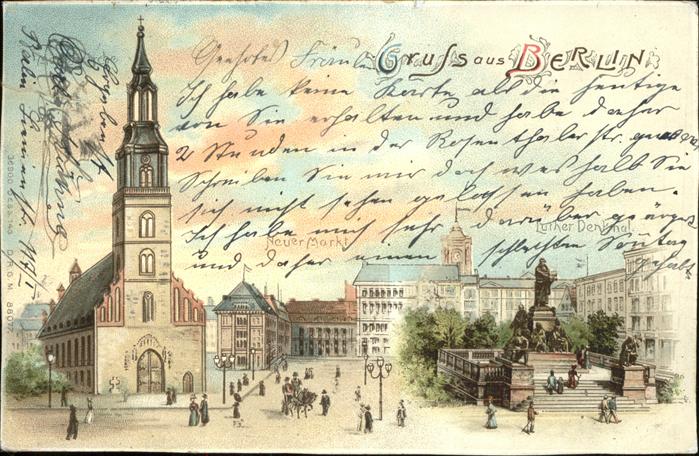 BERLIN  CITY Marienkirche Neuer Markt Lutherdenkmal