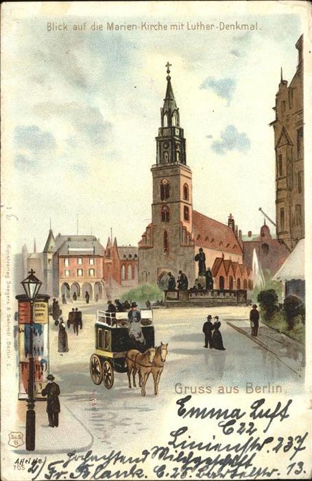 Berlin Marienkirche Luther Denkmal Pferdekutsc