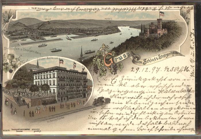 Stolzenfels Panorama mit Oberlahnstein Rhein Hotel