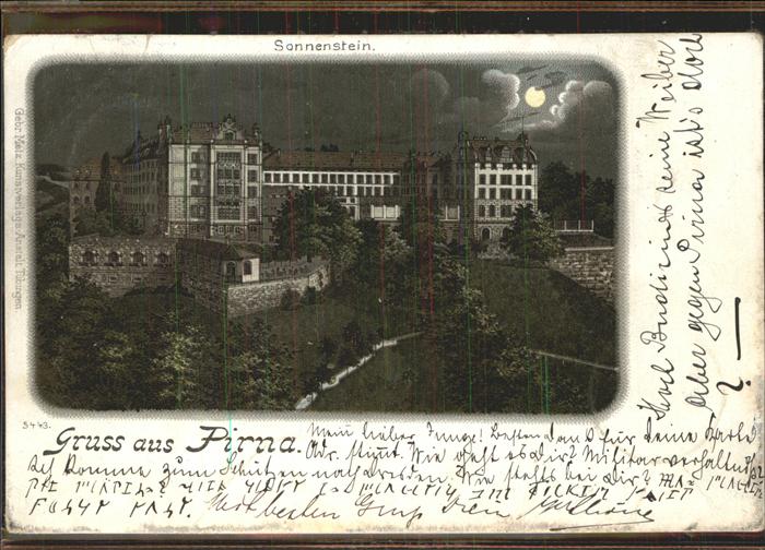 Pirna Elbe Sachsen Schloss Sonnenstein im Mondschein