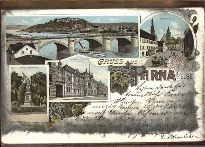 Pirna Elbe Sachsen Schloss Sonnenstein Elbe Bruecke Marktplatz Kriegerdenkmal P
