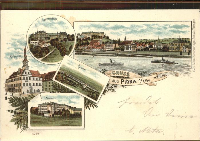Pirna Elbe Sachsen Gesamtansicht Schloss Sonnenstein Kaserne Seminar Rathaus