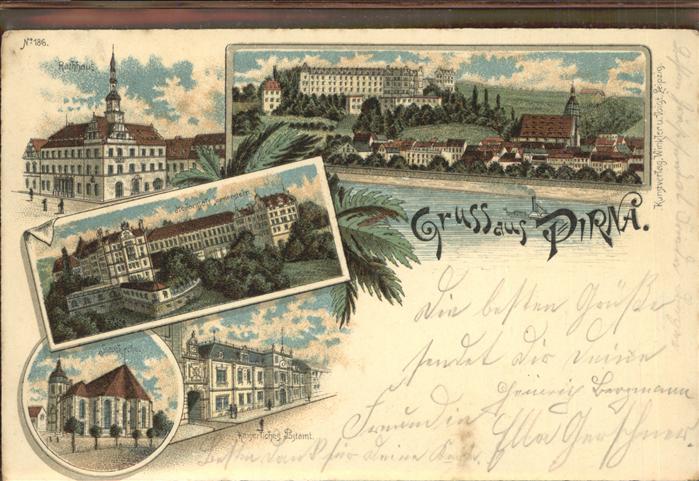 Pirna Elbe Sachsen Schloss Sonnenstein Rathaus Kirche Post