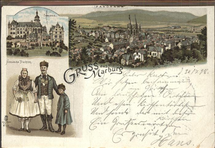 Marburg Lahn Panorama Schloss Kirche Trachten