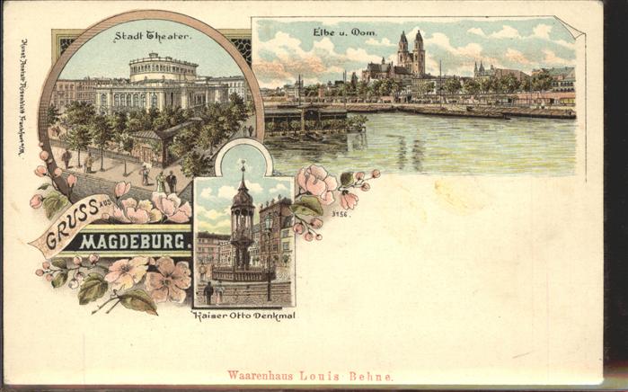 MAGDEBURG  CITY Stadt Theater Elbe Dom Kaiser Otto Denkmal