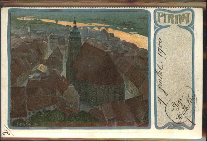 Pirna Elbe Sachsen Marienkirche Kuenstlerkarte