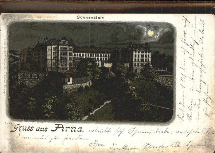 Pirna Elbe Sachsen Schloss Sonnenstein im Mondschein