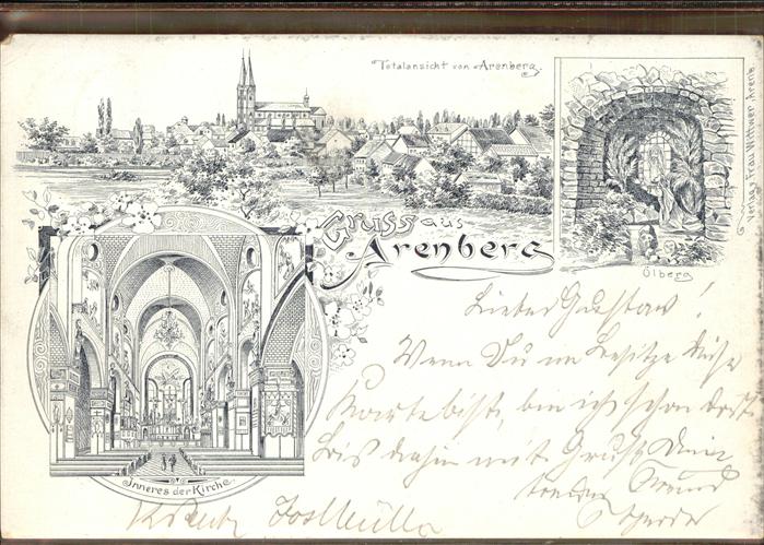 Arenberg Koblenz Panorama Kirche Litho