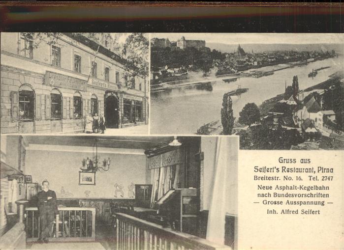 Pirna Elbe Sachsen Panorama mit Schloss Sonnenstein Restaurant Seifert