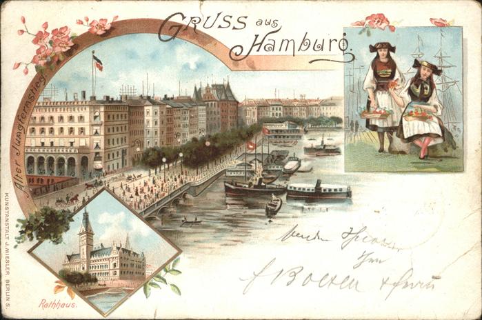 Hamburg Rathaus Mädchen Tracht