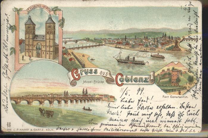 Koblenz Rhein Mosel-Brücke St. Florins-Kirche Fort Co