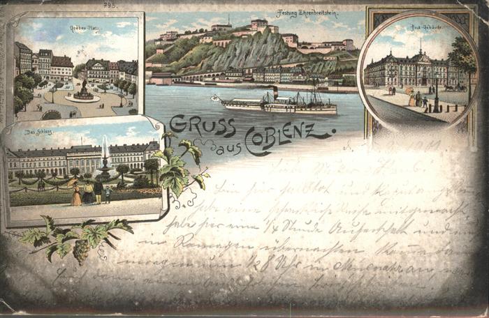Koblenz Rhein Goeben-Platz Post Schloss Festung Ehren