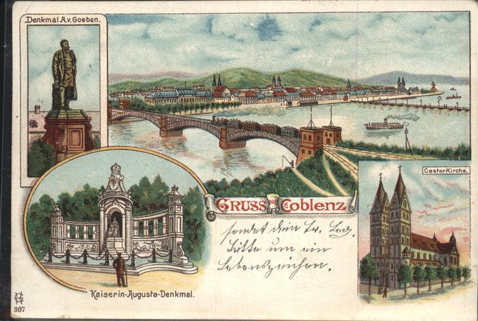 Koblenz Rhein Castor-Kirche Denkmal v. Goeben Kaiserin Augusta -Denkmal