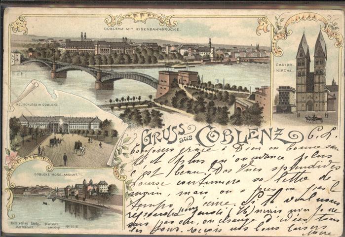 Koblenz Rhein Castor-Kirche kgl. Schloss Eisenbahnbrü