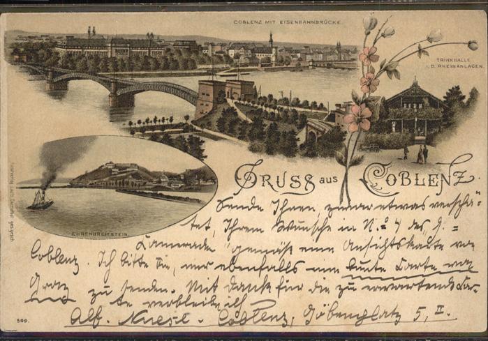 Koblenz Rhein Eisenbahnbrücke Trinkhalle Ehrenbreitst